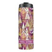 Magenta Goud Kerstmis Merry Patroon # 25 ID1009 Thermosbeker (Voorkant)