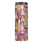 Magenta Goud Kerstmis Merry Patroon # 25 ID1009 Thermosbeker (Achterkant)