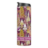 Magenta Goud Kerstmis Merry Patroon # 25 ID1009 Thermosbeker (Geroteerd rechts)