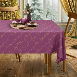 Magenta Goud Kerstmis Typografie Patroon36 ID1009 Tafelkleed
