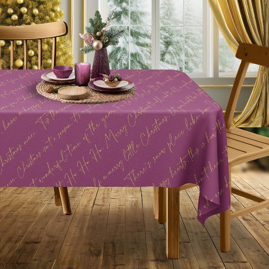 Magenta Goud Kerstmis Typografie Patroon36 ID1009 Tafelkleed
