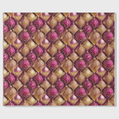 Magenta Goud Kerstmispatroon#12 ID1009 Cadeaupapier (Vlak)