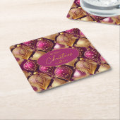 Magenta Goud Kerstmispatroon#12 ID1009 Kartonnen Onderzetters (Schuin)