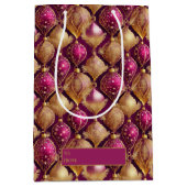 Magenta Goud Kerstmispatroon#12 ID1009 Medium Cadeauzakje (Voorkant)