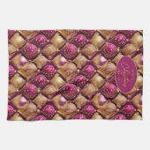 Magenta Goud Kerstmispatroon#12 ID1009 Theedoek (Horizontaal)