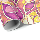 Magenta Goud Kerstmispatroon#21 ID1009 Cadeaupapier (Rol Hoek)