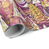 Magenta Goud Kerstmispatroon#25 ID1009 Cadeaupapier (Rol Hoek)