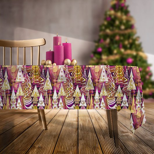 Magenta Goud Kerstmispatroon#25 ID1009 Tafelkleed