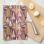 Magenta Goud Kerstmispatroon#25 ID1009 Theedoek (Quarter Fold)