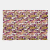 Magenta Goud Kerstmispatroon#25 ID1009 Theedoek (Horizontaal)