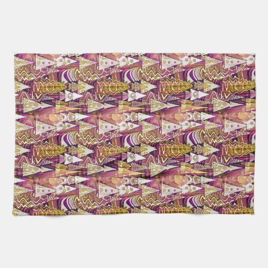 Magenta Goud Kerstmispatroon#25 ID1009 Theedoek (Horizontaal)