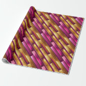 Magenta Goud Kerstmispatroon#28 ID1009 Cadeaupapier (Uitgerold)