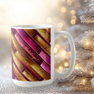 Magenta Goud Kerstmispatroon#28 ID1009 Koffiemok