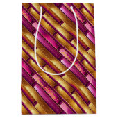 Magenta Goud Kerstmispatroon#28 ID1009 Medium Cadeauzakje (Voorkant)