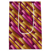 Magenta Goud Kerstmispatroon#28 ID1009 Medium Cadeauzakje (Achterkant)