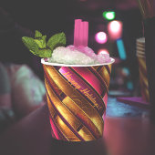 Magenta Goud Kerstmispatroon#28 ID1009 Papieren Bekers