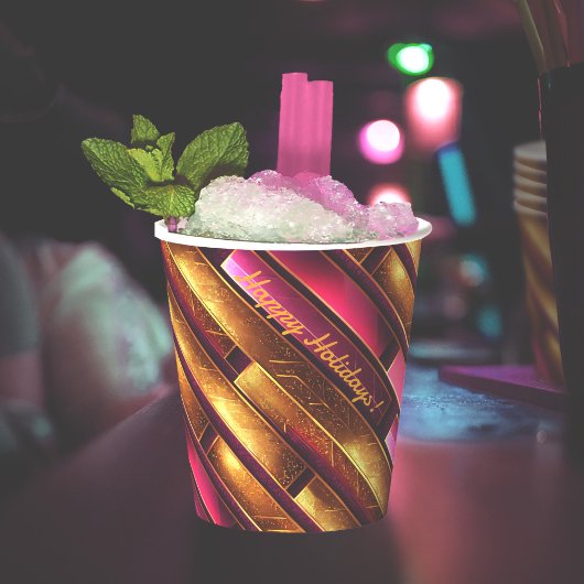 Magenta Goud Kerstmispatroon#28 ID1009 Papieren Bekers