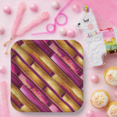 Magenta Goud Kerstmispatroon#28 ID1009 Papieren Bordje (Feest)