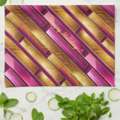 Magenta Goud Kerstmispatroon#28 ID1009 Theedoek (Gevouwen)