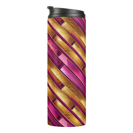 Magenta Goud Kerstmispatroon#28 ID1009 Thermosbeker (Geroteerd rechts)