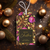 Magenta Goud Kerstmispatroon#29 ID1009 Cadeaulabel