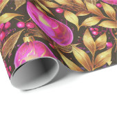 Magenta Goud Kerstmispatroon#29 ID1009 Cadeaupapier (Rol Hoek)