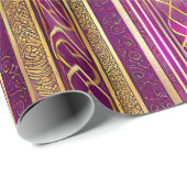 Magenta Goud Kerstmispatroon#2 ID1009 Cadeaupapier (Rol Hoek)