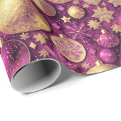 Magenta Goud Kerstmispatroon#31 ID1009 Cadeaupapier (Rol Hoek)