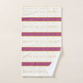 Magenta Goud Kerstmispatroon#35 ID1009 Bad Handdoek (Handdoek)
