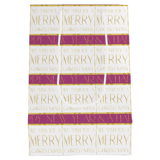 Magenta Goud Kerstmispatroon#35 ID1009 Medium Cadeauzakje (Achterkant)