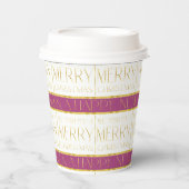 Magenta Goud Kerstmispatroon#35 ID1009 Papieren Bekers (Voorkant)