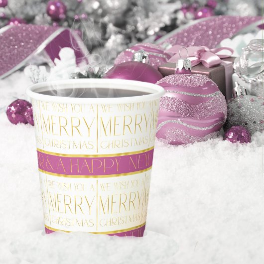 Magenta Goud Kerstmispatroon#35 ID1009 Papieren Bekers