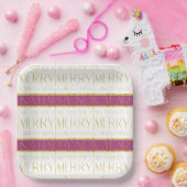 Magenta Goud Kerstmispatroon#35 ID1009 Papieren Bordje (Feest)