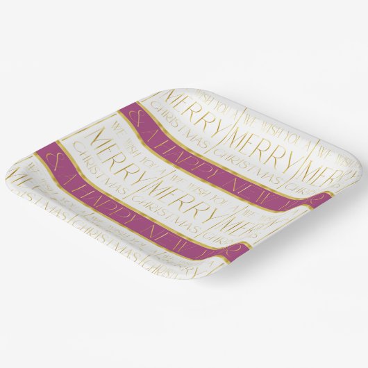 Magenta Goud Kerstmispatroon#35 ID1009 Papieren Bordje (Gebogen)