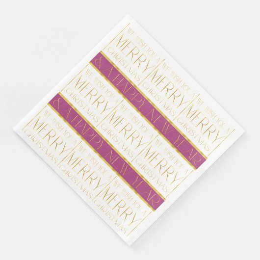 Magenta Goud Kerstmispatroon#35 ID1009 Servet (Hoek)