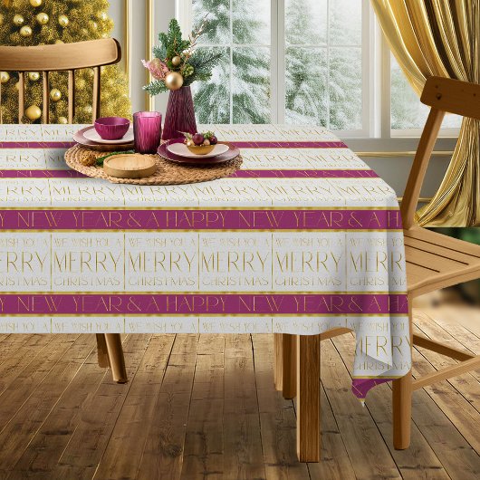 Magenta Goud Kerstmispatroon#35 ID1009 Tafelkleed