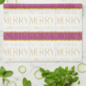 Magenta Goud Kerstmispatroon#35 ID1009 Theedoek (Gevouwen)