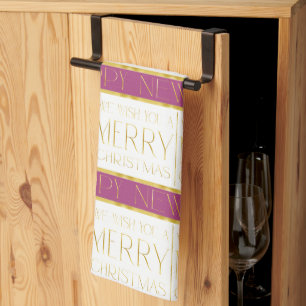 Magenta Goud Kerstmispatroon#35 ID1009 Theedoek