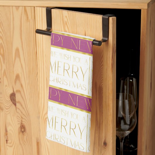 Magenta Goud Kerstmispatroon#35 ID1009 Theedoek (Derde Gevouwen)