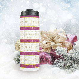 Magenta Goud Kerstmispatroon#35 ID1009 Thermosbeker