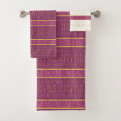 Magenta Goud Kerstmispatroon#35b ID1009 Bad Handdoek (Insitu)