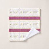 Magenta Goud Kerstmispatroon#35b ID1009 Bad Handdoek (Wasdoekje)