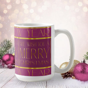 Magenta Goud Kerstmispatroon#35b ID1009 Koffiemok