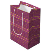 Magenta Goud Kerstmispatroon#35b ID1009 Medium Cadeauzakje (Voorkant Gekanteld)