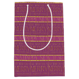 Magenta Goud Kerstmispatroon#35b ID1009 Medium Cadeauzakje