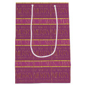 Magenta Goud Kerstmispatroon#35b ID1009 Medium Cadeauzakje (Achterkant)