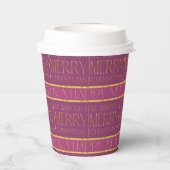 Magenta Goud Kerstmispatroon#35b ID1009 Papieren Bekers (Achterkant)