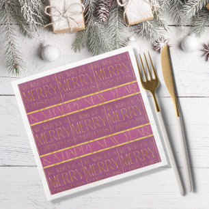 Magenta Goud Kerstmispatroon#35b ID1009 Servet