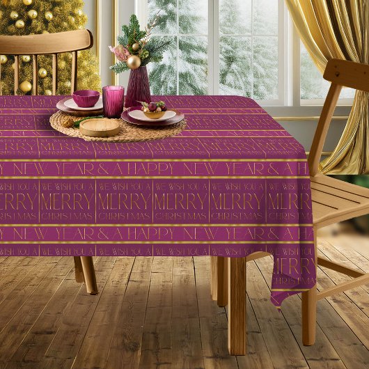 Magenta Goud Kerstmispatroon#35b ID1009 Tafelkleed