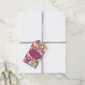 Magenta Goud Kerstmispatroon#6 ID1009 Cadeaulabel (Met Touw)